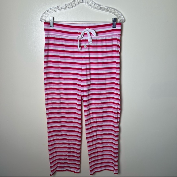 J.Crew 100% Cotton Pink Red Striped Knit Pajama Set Pants Long Sleeve Medium (P) - Picture 9 of 13